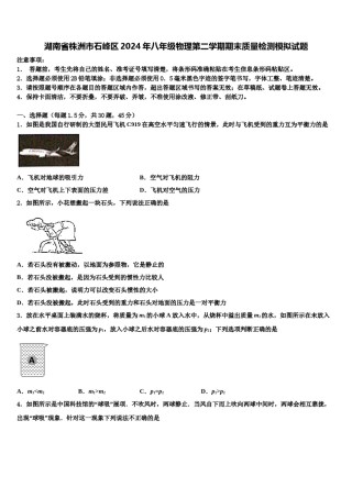 湖南省株洲市石峰区2024年八年级物理第二学期期末质量检测模拟试题含解析.doc