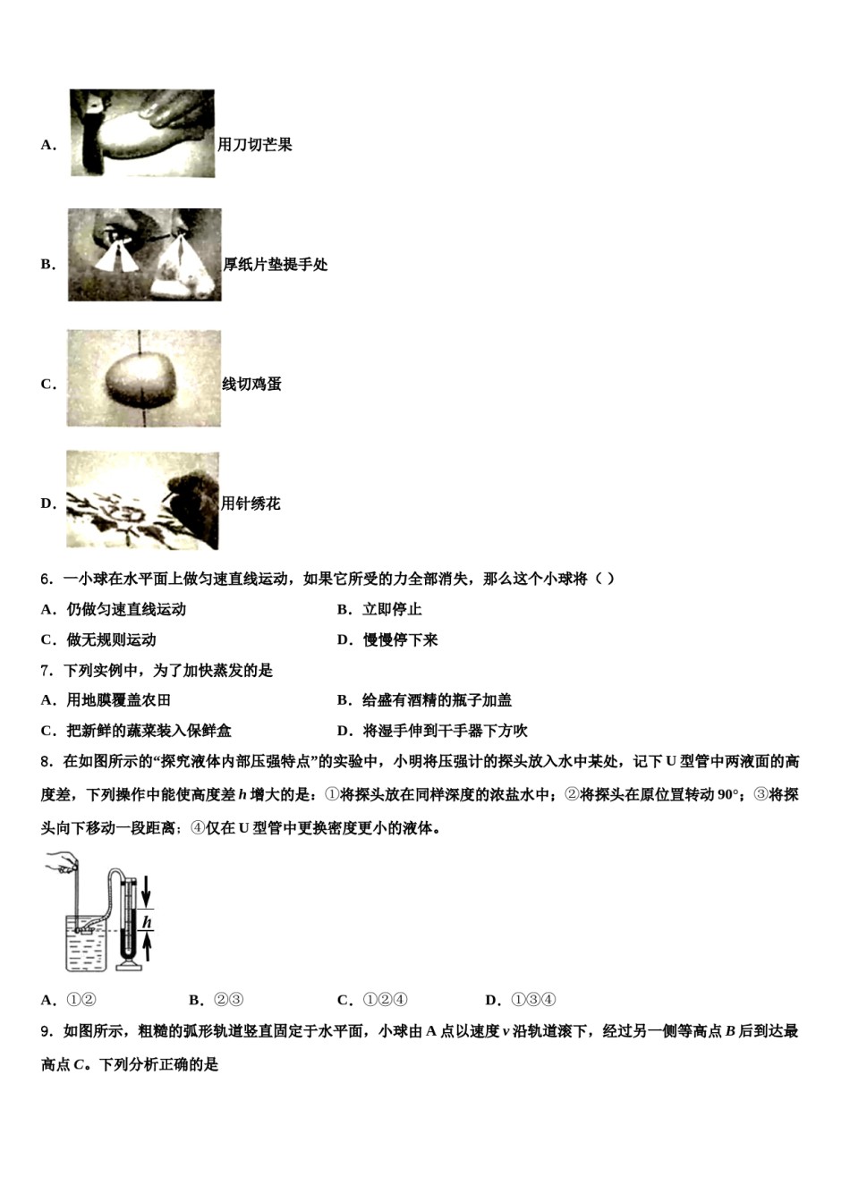 湖南省株洲市第十九中学2023-2024学年八下物理期末调研模拟试题含解析.doc_第2页