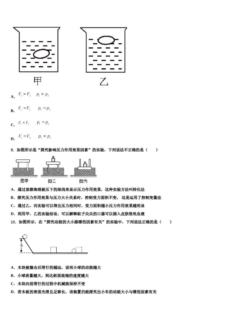 湖南省株洲市第十九中学2023-2024学年物理八下期末达标检测试题含解析.doc_第3页