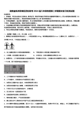 湖南省株洲荷塘区四校联考2024届八年级物理第二学期期末复习检测试题含解析.doc