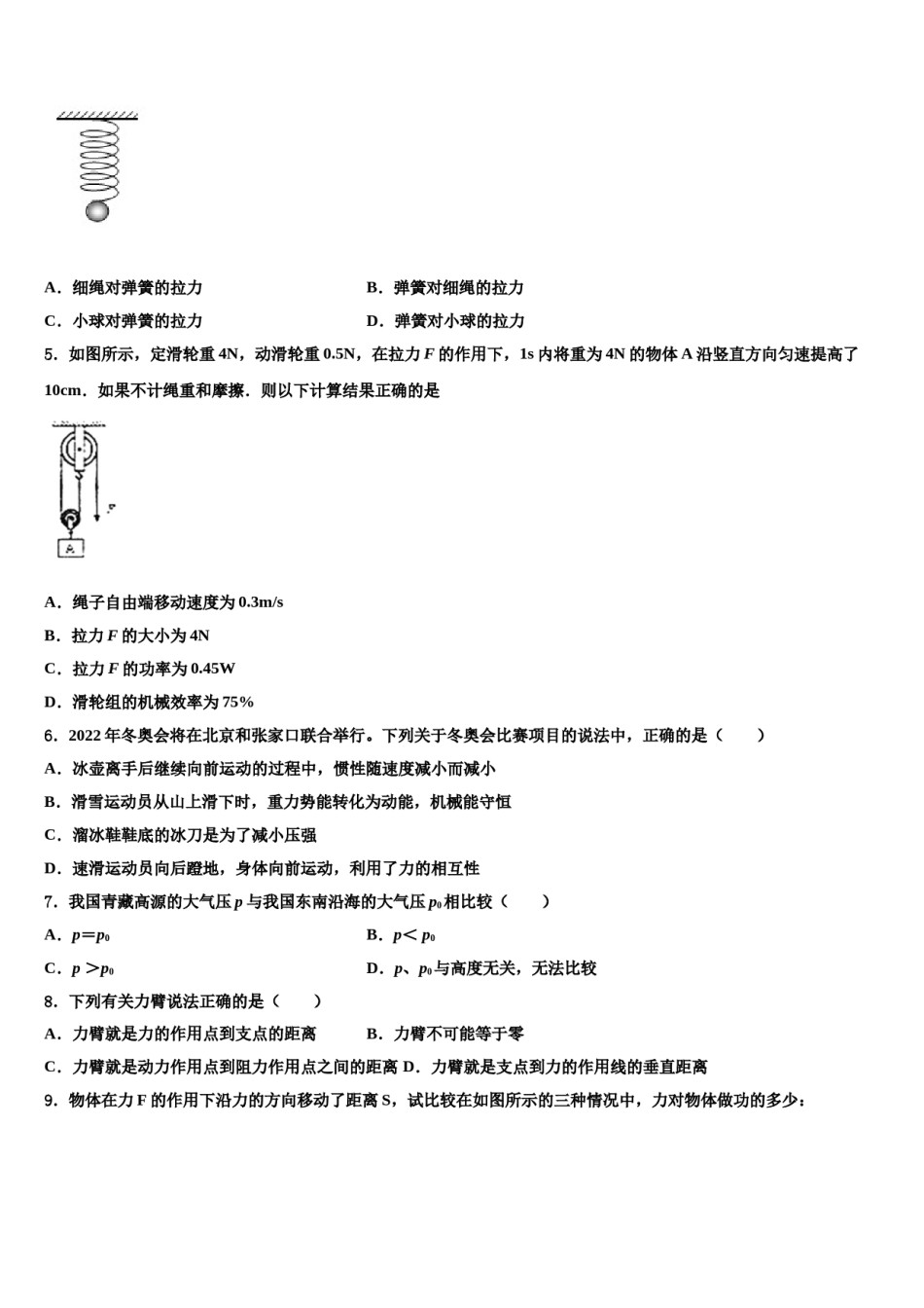 湖南省桂阳县2023-2024学年八下物理期末学业水平测试模拟试题含解析.doc_第2页