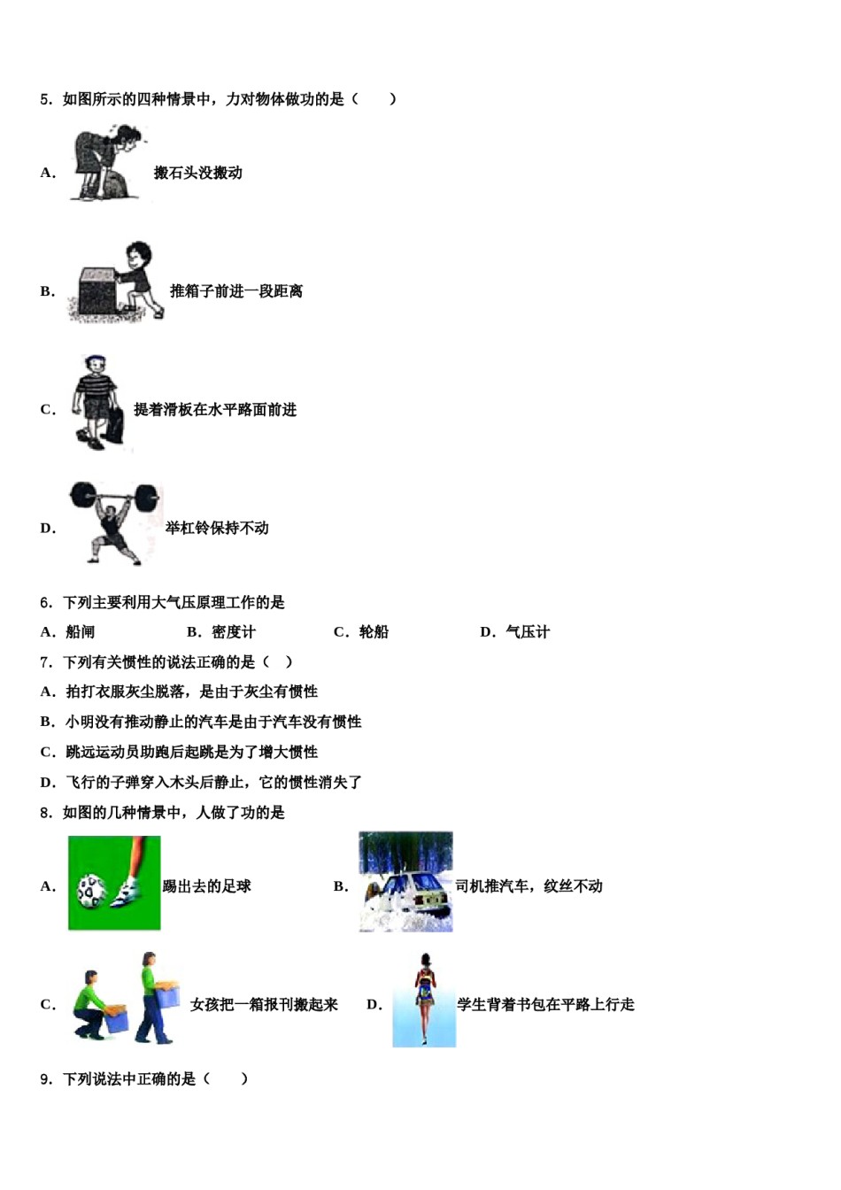 湖南省汨罗市沙溪中学2023-2024学年八下物理期末达标检测模拟试题含解析.doc_第2页