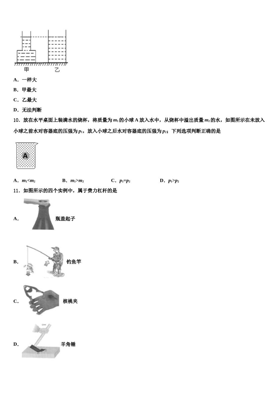 湖南省衡阳县2024年物理八下期末检测试题含解析.doc_第3页