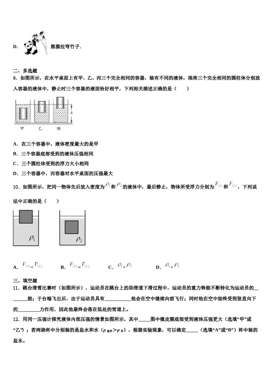 湖南省邵阳市双清区2023-2024学年八下物理期末达标检测模拟试题含解析.doc_第3页