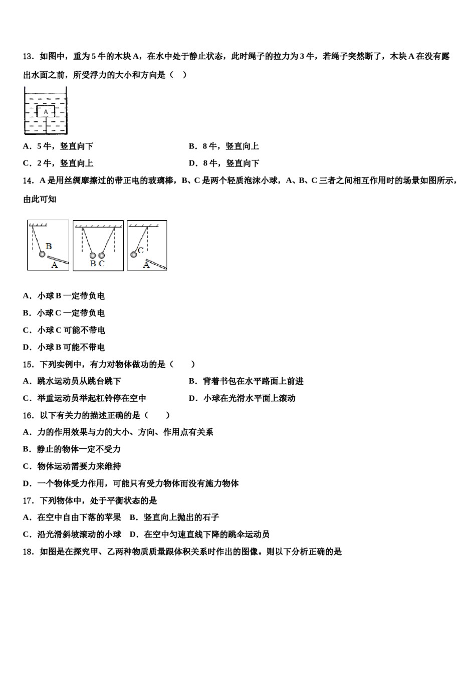 湖南省邵阳市双清区第十一中学2023-2024学年物理八下期末学业质量监测模拟试题含解析.doc_第3页