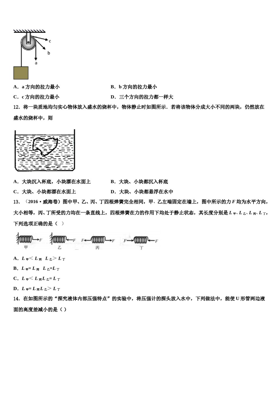 湖南省邵阳市双清区第十一中学2024年八下物理期末复习检测试题含解析.doc_第3页