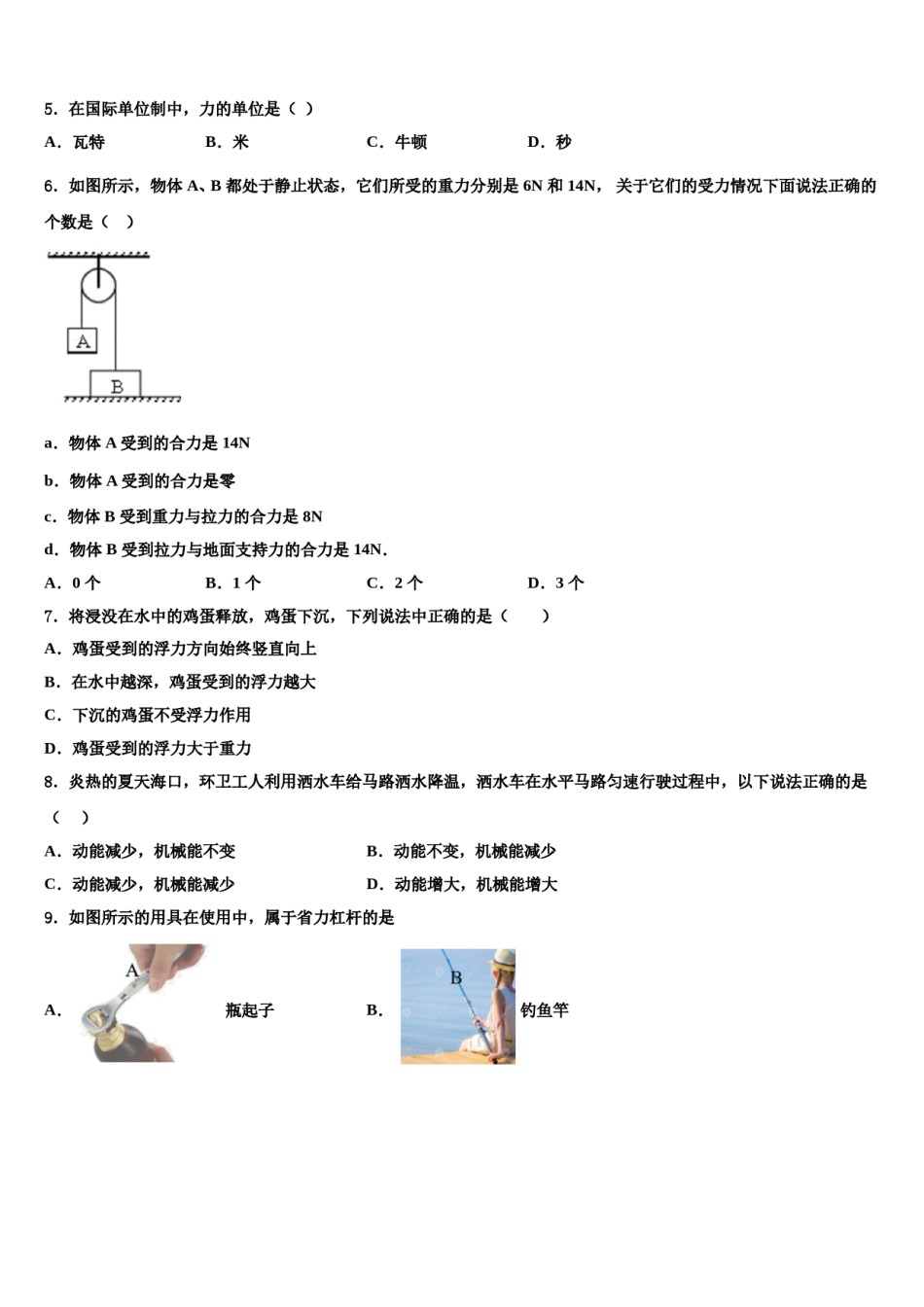 湖南省郴州市名校2024届八下物理期末复习检测试题含解析.doc_第2页
