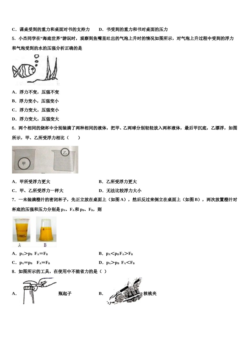 湖南省长沙市岳麓区长郡梅溪湖2024年八年级物理第二学期期末复习检测试题含解析.doc_第2页