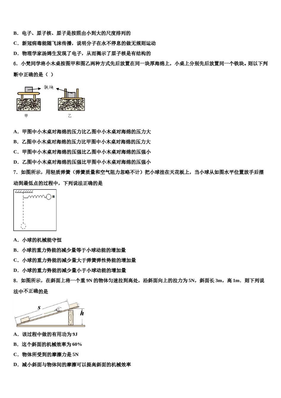 湖南省长沙市怡雅学校2024届八下物理期末综合测试模拟试题含解析.doc_第2页