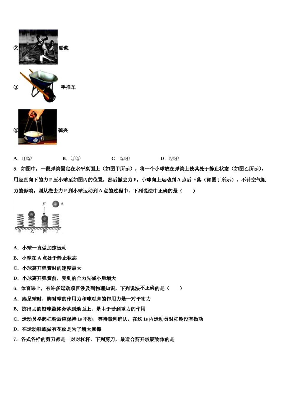 湖南省长沙市长雅实、西雅、雅洋2024届物理八下期末调研模拟试题含解析.doc_第2页