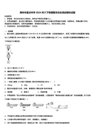 潮州市重点中学2024年八下物理期末综合测试模拟试题含解析.doc