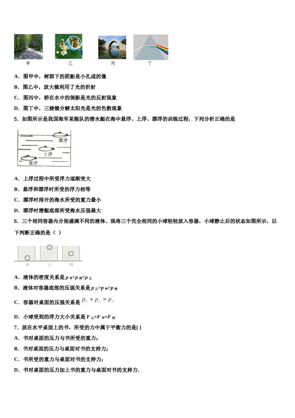 玉溪市重点中学2024届八下物理期末考试试题含解析.doc_第2页
