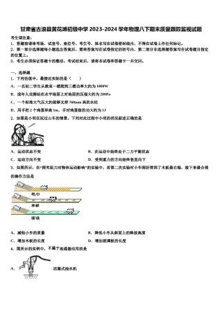 甘肃省古浪县黄花滩初级中学2023-2024学年物理八下期末质量跟踪监视试题含解析.doc