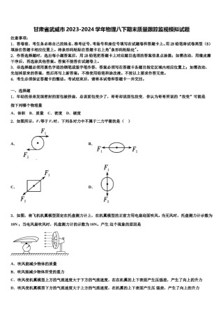 甘肃省武威市2023-2024学年物理八下期末质量跟踪监视模拟试题含解析.doc