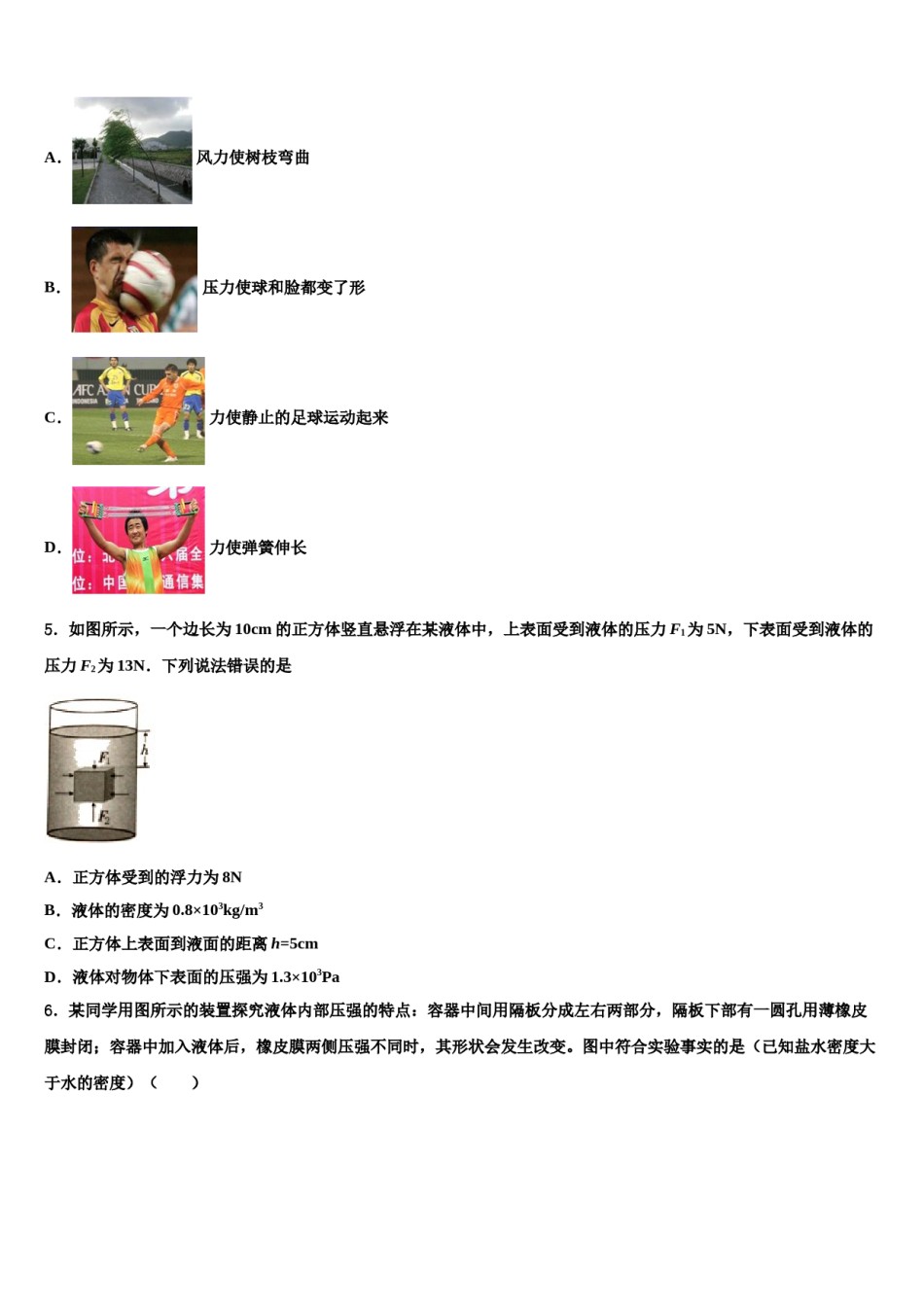 甘肃省武威市新河中学2023-2024学年八下物理期末经典模拟试题含解析.doc_第2页