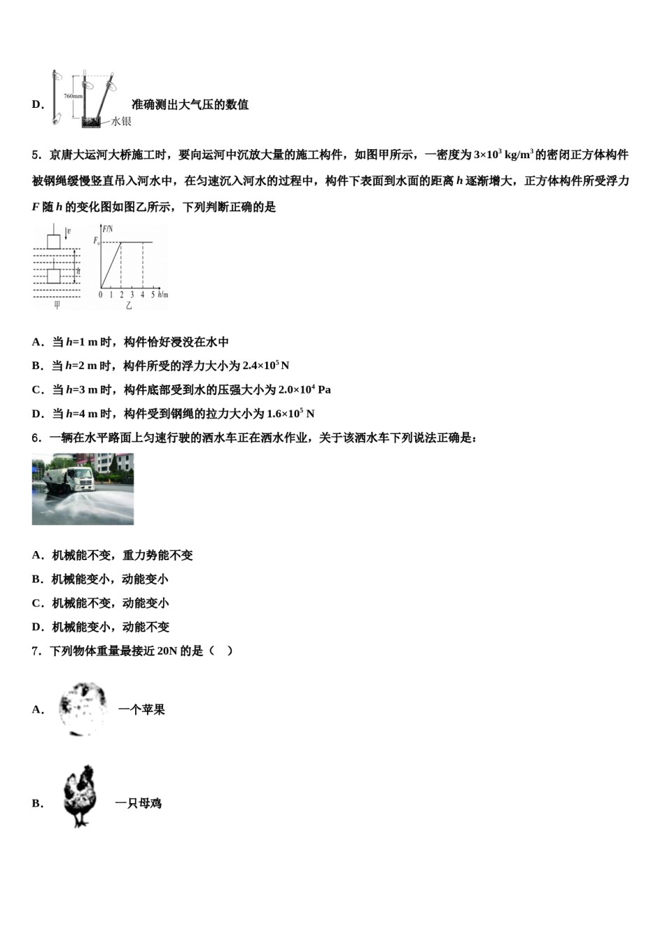石家庄外国语学校2023-2024学年八下物理期末质量跟踪监视试题含解析.doc_第2页