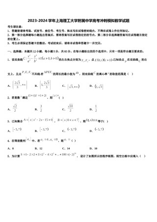 2023-2024学年上海理工大学附属中学高考冲刺模拟数学试题含解析.doc