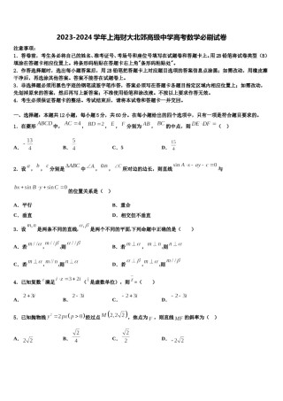 2023-2024学年上海财大北郊高级中学高考数学必刷试卷含解析.doc