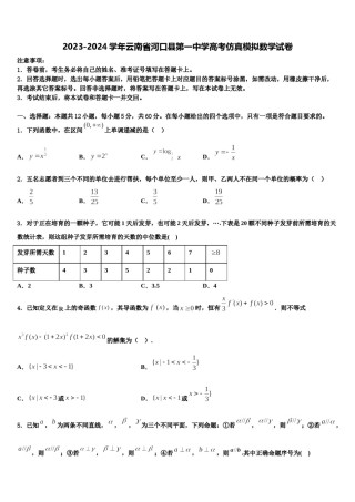 2023-2024学年云南省河口县第一中学高考仿真模拟数学试卷含解析.doc
