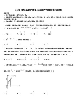 2023-2024学年厦门市第六中学高三下学期联考数学试题含解析.doc
