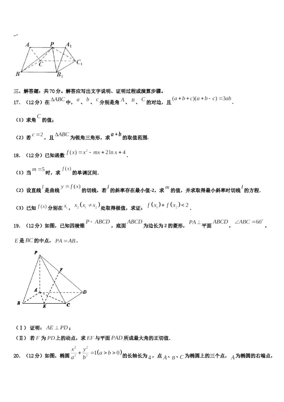 2023-2024学年宁夏回族自治区育才中学高考数学全真模拟密押卷含解析.doc_第3页