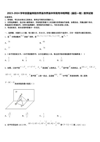 2023-2024学年安徽省阜阳市界首市界首中学高考冲刺押题（最后一卷）数学试卷含解析.doc