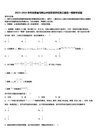 2023-2024学年安徽省马鞍山中加双语学校高三最后一模数学试题含解析.doc