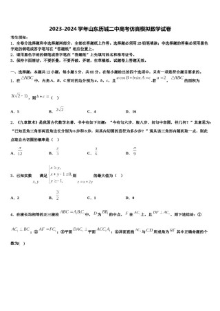 2023-2024学年山东历城二中高考仿真模拟数学试卷含解析.doc