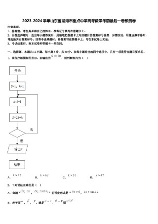 2023-2024学年山东省威海市重点中学高考数学考前最后一卷预测卷含解析.doc