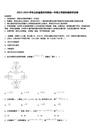 2023-2024学年山东省德州市陵城一中高三考前热身数学试卷含解析.doc