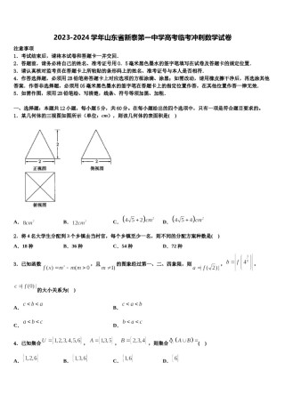 2023-2024学年山东省新泰第一中学高考临考冲刺数学试卷含解析.doc