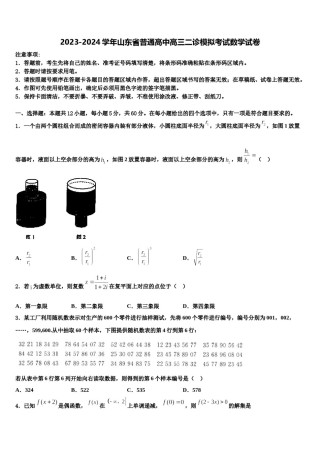 2023-2024学年山东省普通高中高三二诊模拟考试数学试卷含解析.doc