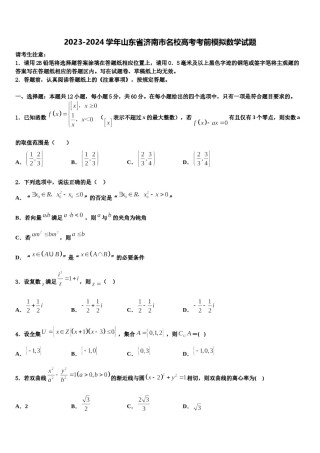 2023-2024学年山东省济南市名校高考考前模拟数学试题含解析.doc