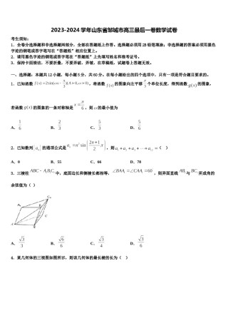 2023-2024学年山东省邹城市高三最后一卷数学试卷含解析.doc