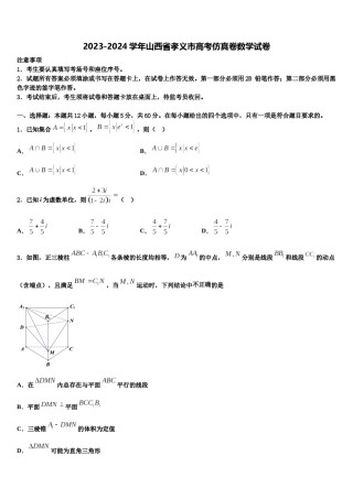 2023-2024学年山西省孝义市高考仿真卷数学试卷含解析.doc