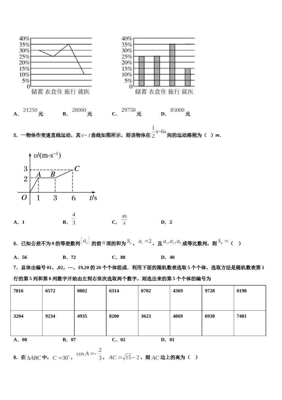 2023-2024学年山西省晋中市和诚中学高三第二次模拟考试数学试卷含解析.doc_第2页