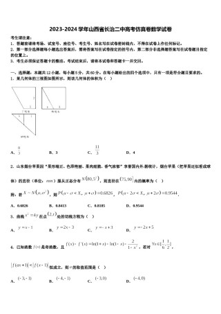 2023-2024学年山西省长治二中高考仿真卷数学试卷含解析.doc