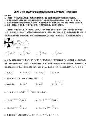 2023-2024学年广东省华附南海实验高中高考考前提分数学仿真卷含解析.doc