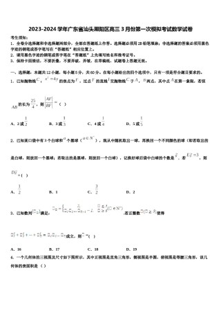 2023-2024学年广东省汕头潮阳区高三3月份第一次模拟考试数学试卷含解析.doc