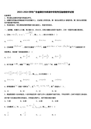2023-2024学年广东省肇庆市鼎湖中学高考压轴卷数学试卷含解析.doc