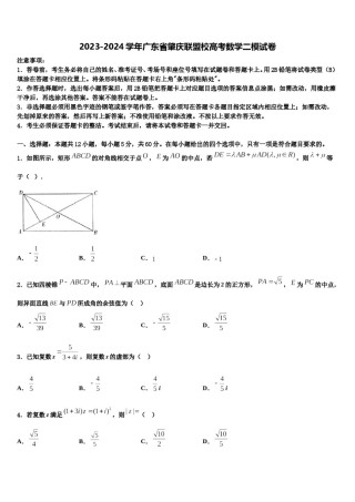 2023-2024学年广东省肇庆联盟校高考数学二模试卷含解析.doc