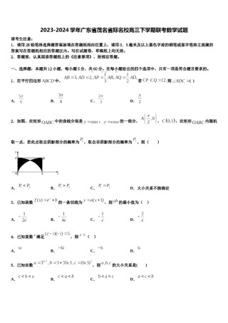 2023-2024学年广东省茂名省际名校高三下学期联考数学试题含解析.doc