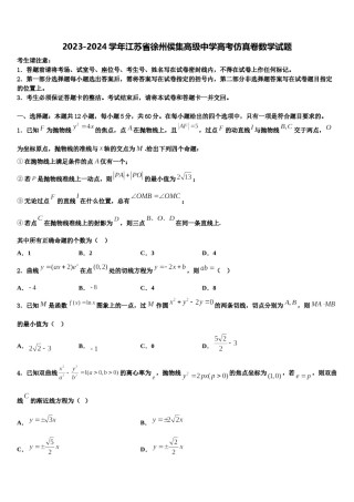 2023-2024学年江苏省徐州侯集高级中学高考仿真卷数学试题含解析.doc