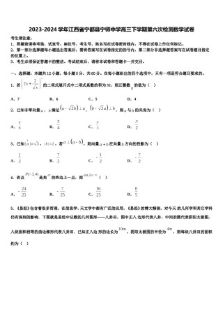 2023-2024学年江西省宁都县宁师中学高三下学期第六次检测数学试卷含解析.doc