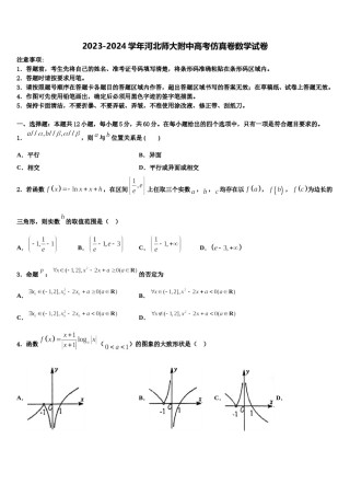 2023-2024学年河北师大附中高考仿真卷数学试卷含解析.doc