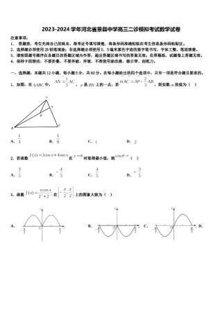 2023-2024学年河北省景县中学高三二诊模拟考试数学试卷含解析.doc