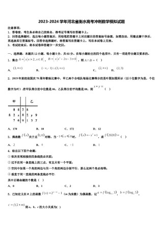 2023-2024学年河北省衡水高考冲刺数学模拟试题含解析.doc