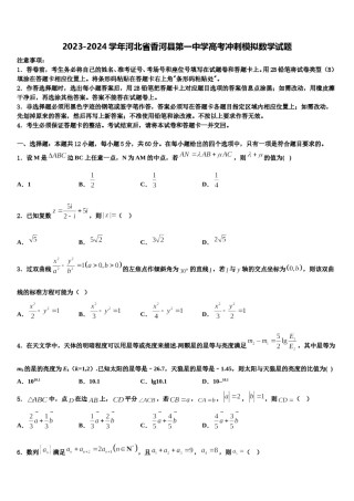 2023-2024学年河北省香河县第一中学高考冲刺模拟数学试题含解析.doc