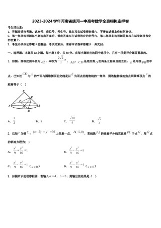 2023-2024学年河南省唐河一中高考数学全真模拟密押卷含解析.doc