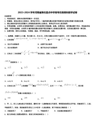 2023-2024学年河南省豫北重点中学高考仿真模拟数学试卷含解析.doc